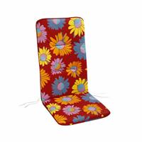 Gartentraum.de Hochlehner Stuhlauflagen mit Blumen-Muster - Auflage Floras / Rot bunte Blumen