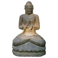 Gartentraum.de Große Deko Buddha Figur aus Steinguss - Rad der Lehre - Shanti / 240x165x130cm (HxBxT)