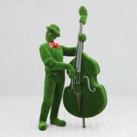 Gartentraum.de Große Musiker Gartenfigur mit Kontrabass - Skulptur - Hugo