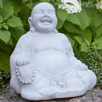 Gartentraum.de Lachender Buddha aus Polystone - Zement Optik - Noli