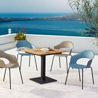 Gartentraum.de Moderne 4-Sitzer Möbelgruppe mit quadratischem Tisch - Rumino / Stühle Blau & Natur