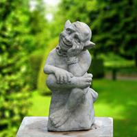 Gartentraum.de Lustige Gargoyle Garten Steinfigur - Lulach / Antikgrau