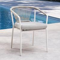 Gartentraum.de Stilvoller Dining-Stuhl aus Aluminium in Weiß - stapelbar - Tiaoma