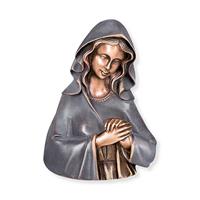 Gartentraum.de Bronzerelief als Wanddeko - betende Maria - Madonna Christa / Bronze braun