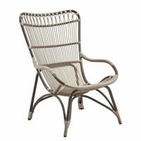 Gartentraum.de Wetterfester Loungesessel aus Alu Rattan in Moccachino - Gartensessel Elina / White