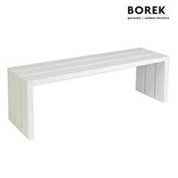 Gartentraum.de Moderne Garten Sitzbank ohne Lehne - Aluminium - Borek - Samos Sitzbank  / Weiß