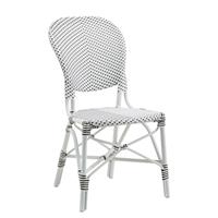 Gartentraum.de Eleganter Stuhl in Weiß für den Garten mit Punkte Muster - Gartenstuhl Karina