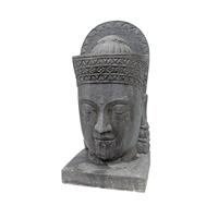 Gartentraum.de Außergewöhnliches Steinguss Wasserspiel mit Buddha - Sengoku / Mit Pumpe / Erweitertes Kopfelement