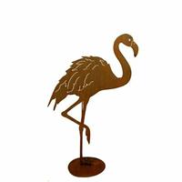 Gartentraum.de Flamingo mit angewinkeltem Bein - Rost Metall - Flamingo