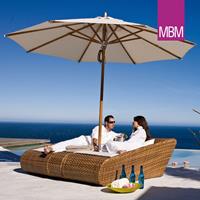 Gartentraum.de Große Doppelliege mit Console - MBM - Polyrattan - braun - Madrigal Relax-Lounge Set