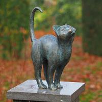 Gartentraum.de Heraufschauende Bronze Katze - Gartenfigur - Carla