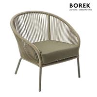 Gartentraum.de Garten Loungesessel von Borek - Aluminium - mit Kissen - beige & braun meliert - Colette Klubsessel