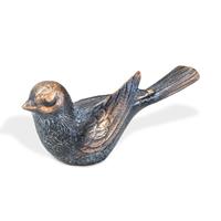 Gartentraum.de Besondere Gartendeko - kleiner Bronze Vogel - Vogel Lano / Bronze Patina grün