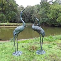 Gartentraum.de Großes Bronze Gartenfiguren-Set mit zwei Kranichen - Vögel des Glücks