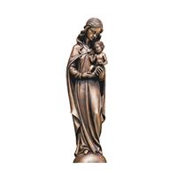 Gartentraum.de Schöne Frauenskulptur mit Kind auf dem Arm aus Bronze - Madonna Neve / 52x15x13cm (HxBxT)