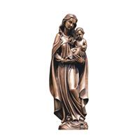 Gartentraum.de Junge sitzt auf dem Arm einer Frau - Bronzegussfigur - Madonna Credenti / 60x21x15cm (HxBxT)