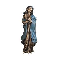 Gartentraum.de Stehende Maria mit blauem Umhang als Bronzegussstatue - Mater Pieta