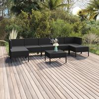 vidaXL 8-delige Loungeset met kussens poly rattan zwart