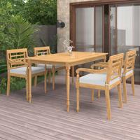 VIDAXL 5-tlg. Garten-essgruppe Mit Kissen Massivholz Teak