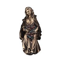 Gartentraum.de Sitzende Frau Gartenstatue mit roten Rosen aus Bronze - Rosenmädchen