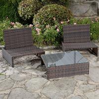 MUCOLA Lounge Gartengarnitur Sitzgruppe 2er Sessel Tisch Sonnenliege Polyrattan braun