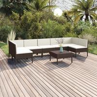 vidaXL 8-delige Loungeset met kussens poly rattan bruin