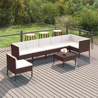 vidaXL 8-delige Loungeset met kussens poly rattan bruin