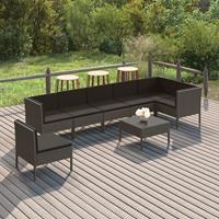 vidaXL 8-delige Loungeset met kussens poly rattan grijs