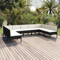 vidaXL 9-tlg. Garten-Lounge-Set mit Auflagen Poly Rattan Schwarz 