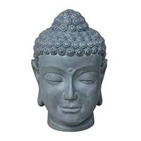 Gartentraum.de Gartenfigur Buddha Kopf aus Polystone in dunkelgrau - Atanga / 38x25x27cm (HxBxT)