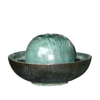 Gartentraum.de Gartenbrunnen Kugel mit Schale - Keramik in Jade - Muraso / 29x54cm (HxDm)