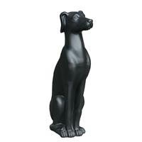 Gartentraum.de Sitzende Hundskulptur aus schwarzem Polystone - Otis