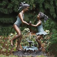 Gartentraum.de Wasserspeier aus Bronze - Mädchen im Badeanzug - Tanzende Mädchen