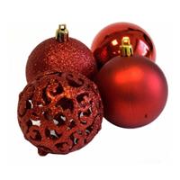Christmas Tradition Christmas Gifts Kerstballen - Kerstdecoratie - 24 Stuks - Ø 6cm - Rood