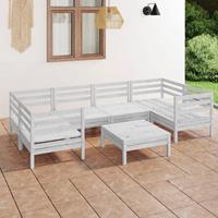 vidaXL 7-tlg. Garten-Lounge-Set Weiß Massivholz Kiefer 