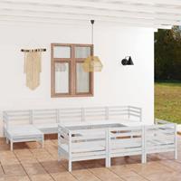 vidaXL 11-tlg. Garten-Lounge-Set Weiß Massivholz Kiefer 