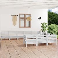 vidaXL 11-tlg. Garten-Lounge-Set Weiß Massivholz Kiefer 