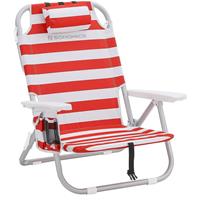 SONGMICS Strandstuhl mit Kühltasche, Flaschenhalter und Kopfkissen, Klappstuhl, tragbarerer Campingstuhl, faltbar, verstellbar und robust, Outdoor-Stuhl,