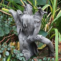 Gartentraum.de Moderne Gartenfigur Amsel aus Steinguss - Aserion / Antikgrau