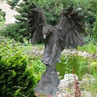 Gartentraum.de Imposante XXL Adler Gartenfigur aus Steinguss - Adelo / Antikgrau