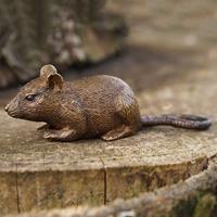 Gartentraum.de Klassische Mausfigur für den Garten - Bronze Maus verharrt - Maus Sia