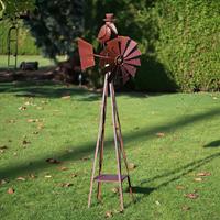 Gartentraum.de Garten Windrad mit Vogelfigur mit Hut aus Metall rostend - Herbert
