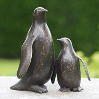 Gartentraum.de Großer & kleiner Pinguin aus Bronze als Vogel Gartenskulpturen - Pinguine