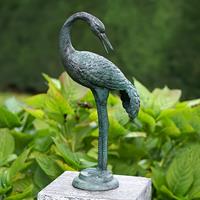 Gartentraum.de Bronze Vogelfigur Kranich ruft - Stehende Dekostatue - Kranich Sona