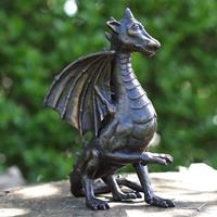 Gartentraum.de Kleine Garten Drachenfigur braun aus Bronzeguss - Drache Maro