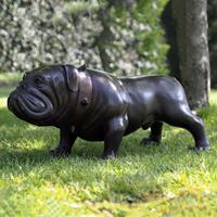 Gartentraum.de Massige Bulldogge mit Halsband aus Bronze in lebensgroß - Bulldogge Feifel