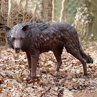 Gartentraum.de Lebensechte Wolfstatue braun aus Bronzeguss für den Garten - Wolf Remu