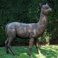 Gartentraum.de Alpaka Bronze Tierskulptur in Lebensgröße für den Garten - Alpaka Karl