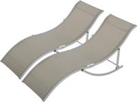 Sunny Set van 2 tuinstoelen ligstoel stoffen ligstoel relaxstoel ergonomisch aluminium Texteline