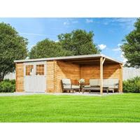 GartenTiger Gartenhaus Eden 28mm aus Holz Gartenhaus mit 28 mm Wandstärke Gartenhütte Geräteschuppen 16.75 m² Flachdach